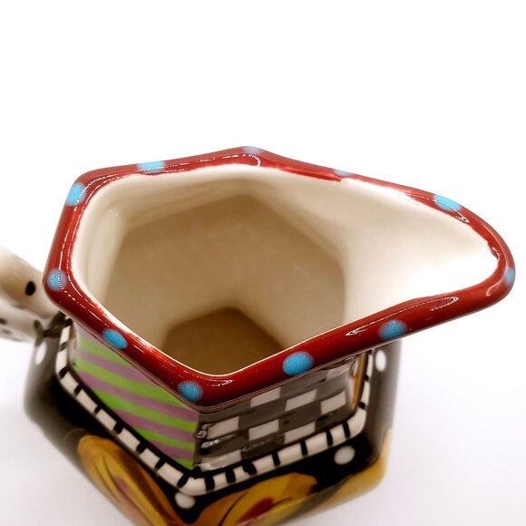 Studio Designworks Ceramic Creamer Pitcher Hand Painted Flower Pattern 5.25" H - Picture 7 of 11